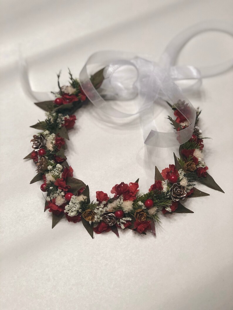 Wedding hair accessories flower girl Halo Christmas wedding Floral Crown WInter floral Halo