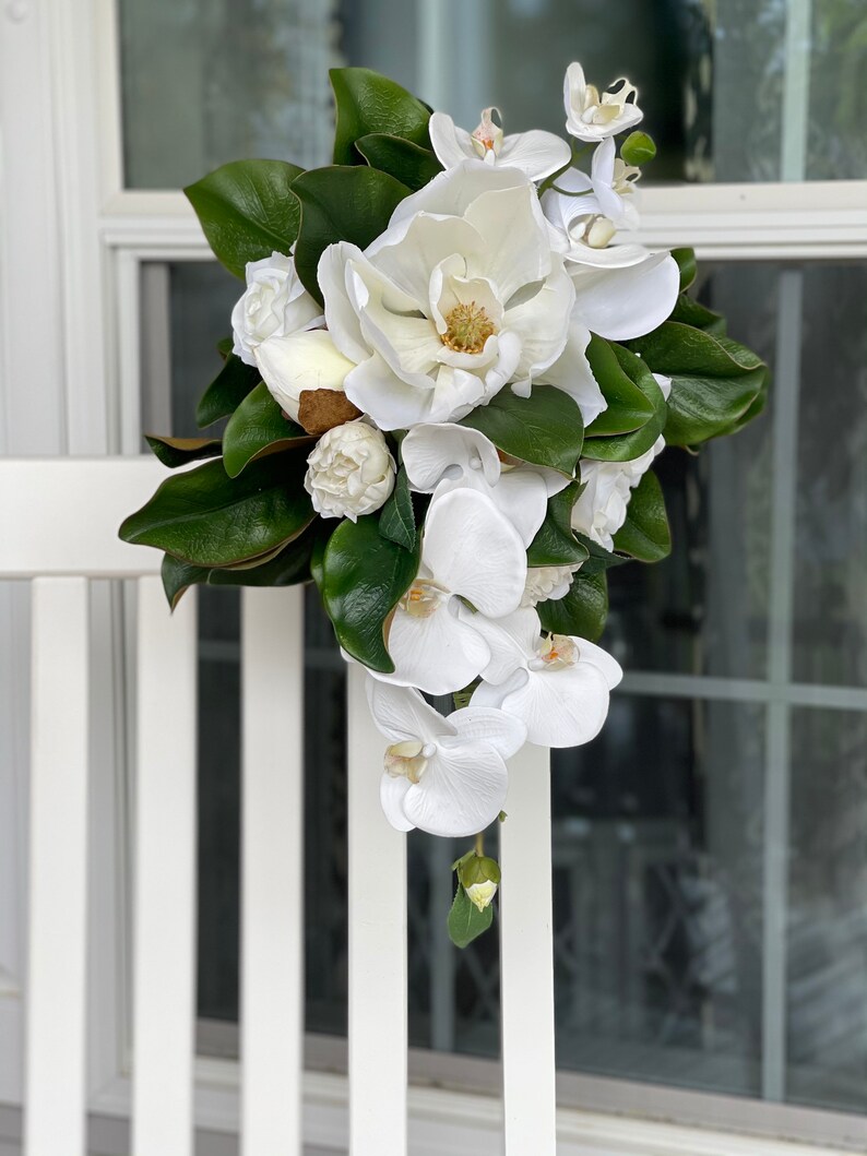 Modern bouquet cascading bouquet magnolia bouquet elegant image 10