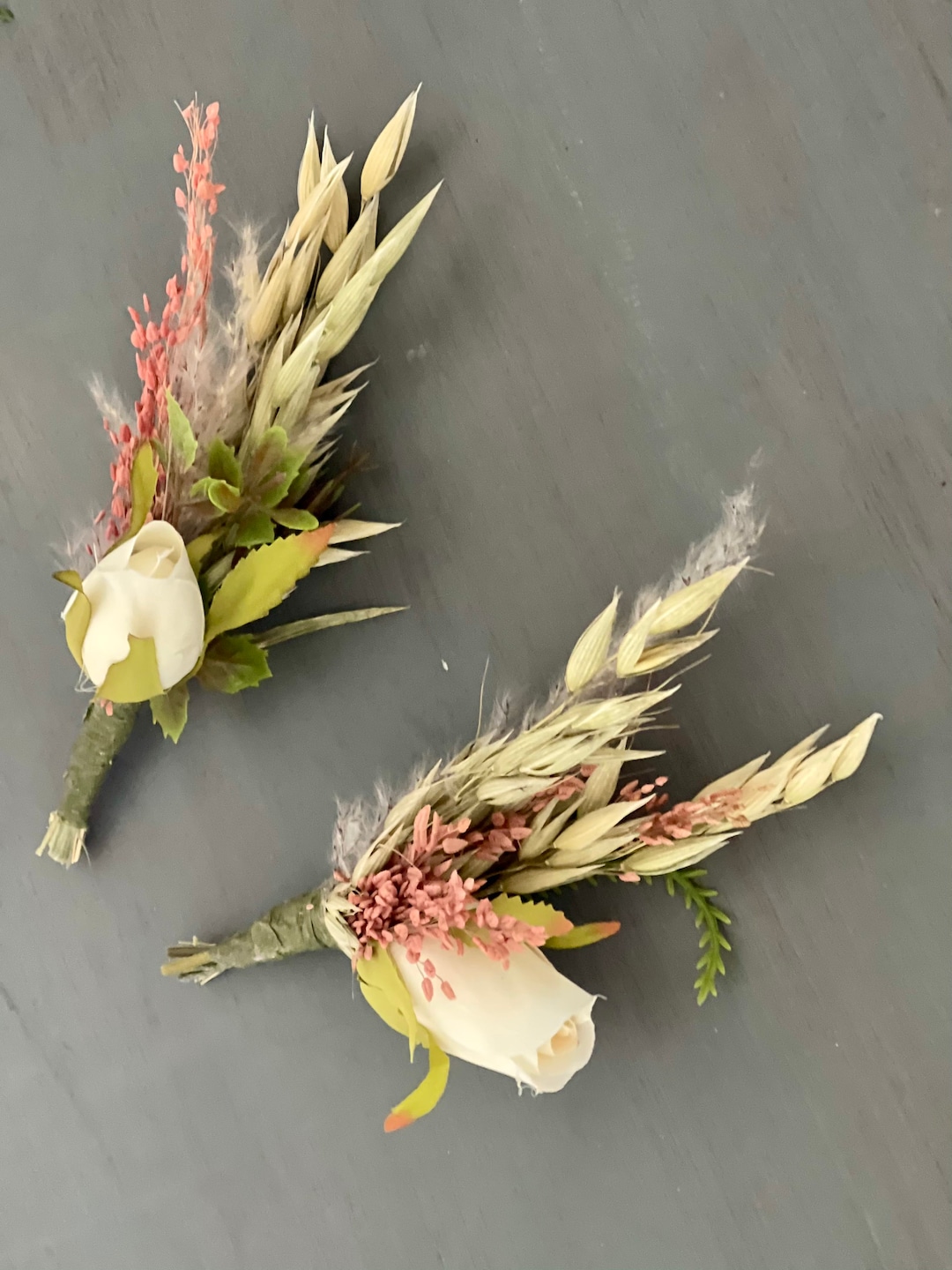Boutonnières, Grooms Boutonnière, Pampas Grass, Burnt Orange