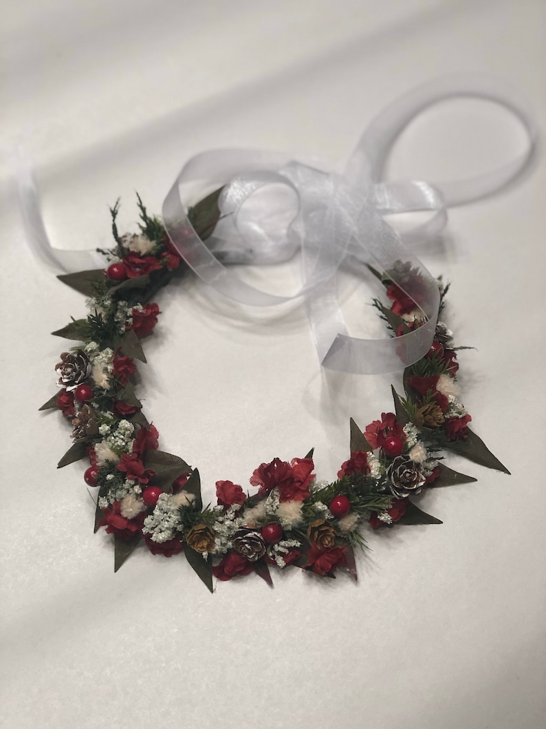Wedding hair accessories flower girl Halo Christmas wedding Floral Crown WInter floral Halo