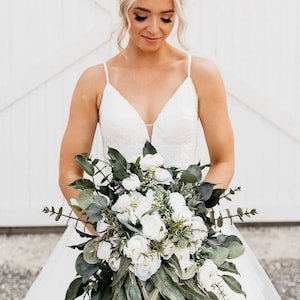 Greenery bouquet, greenery/white bouquet, boho bouquet, sage green bouquet, white bouquet, rustic bouquet, brides bouquet, bridal bouquet