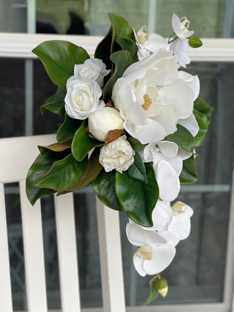 Modern bouquet cascading bouquet magnolia bouquet elegant image 4