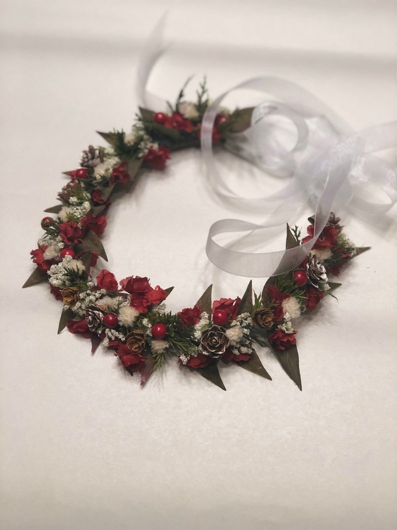 Wedding hair accessories flower girl Halo Christmas wedding Floral Crown WInter floral Halo