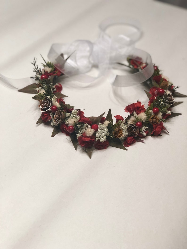 Wedding hair accessories flower girl Halo Christmas wedding Floral Crown WInter floral Halo