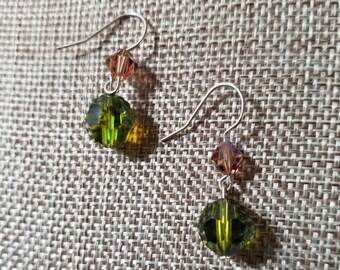 Amber/Green Crystal Dangle