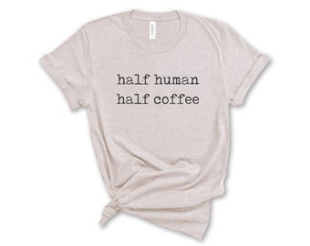 Half Coffee Half Human Unisex Vintage Typewriter Tee