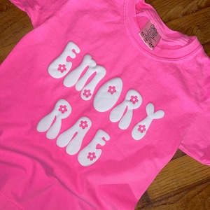 Girl&#39;s Pink Puff Personalized Name Shirt | Kids Name Shirt | Pink Custom Name Shirt | Toddler Name Shirt | Custom Puff Name Shirt