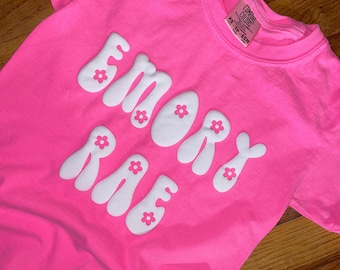 Girls' Pink Puff Print Custom Name Shirt