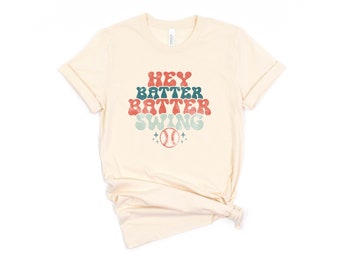Hey Batter Batter Swing Retro Baseball Sublimated Unisex Graphic Tee