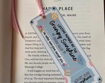 Grumpy Sunshine Book Club Bookmark | Aluminum with Ribbon