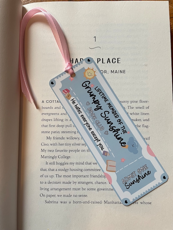 Grumpy Sunshine Book Club Bookmark | Aluminum with Ribbon