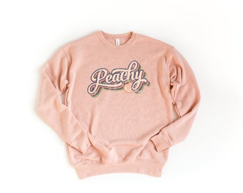 Retro Peachy Unisex Bella Canvas Crewneck Sweatshirt