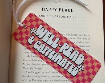 Well Read & Caffeinated Bookmark | Retro Aluminum Bookmark