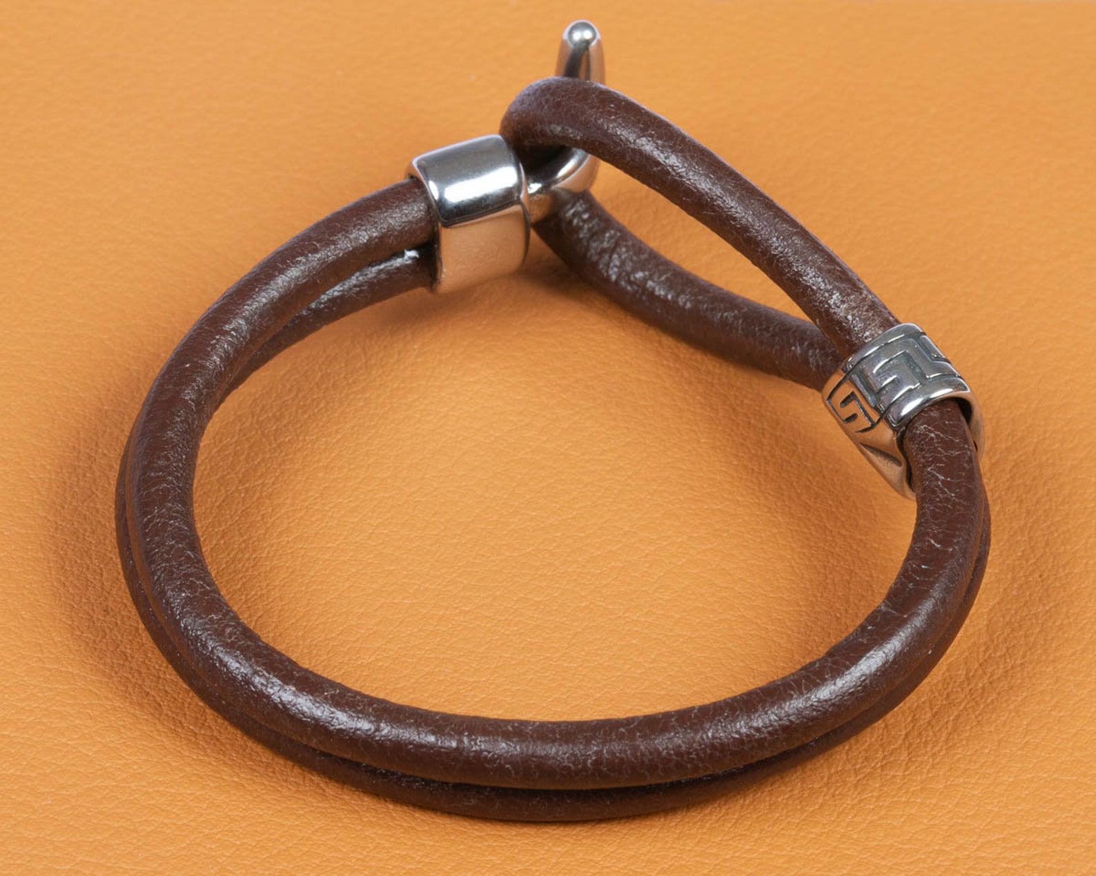 4mm round leather stainless steel clasp bracelet Etsy