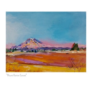 Mount Ranier Sunset - original painting of Mt Ranier in Washington State
