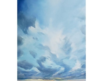 Transforming - the changing cloud filled skies of the Pacific Northwest in an original painting