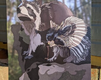 Raccoon Friends A3 Digital Print