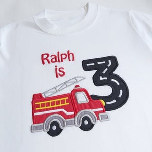 3rd Birthday Tshirt, Fire Engine Birthday, Personalised Boys Birthday Shirt 3, Personalized Birthday Tops, Fire Engine Gift