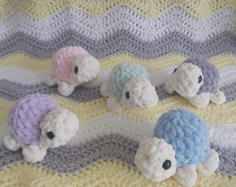 Crochet Turtle Plushie | Soft Chenille Mini Turtle Toy | Cute Pocket Size Gift | Amigurumi Sea Animal | Desk Pet Plush