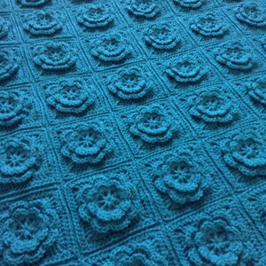 Crochet blanket, Baby Blanket, Car Seat Blanket, Baby Girl Blanket, Girl Toddler Blanket, Teal Blanket, Crochet Flower Blanket, New Baby image 2