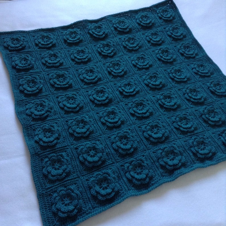 Crochet blanket, Baby Blanket, Car Seat Blanket, Baby Girl Blanket, Girl Toddler Blanket, Teal Blanket, Crochet Flower Blanket, New Baby image 1