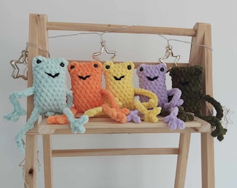 Crochet Frog Plushie | Cute Leggy Frog Toy | Small Pocket Plush Gift | Desk Buddy | Handmade Frog Gift for Frog Lovers