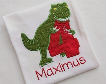 Personalised Dinosaur Birthday T Shirt | Kids Birthday Top Age 1-6 | Dinosaur Birthday Outfit | Boys Birthday Shirt | Custom Name Gift