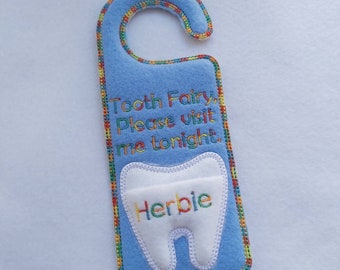 Rainbow Tooth Fairy Door Hanger | Colourful Tooth Holder for Kids | Bright Felt Tooth Fairy Gift | Nursery Decor | First Lost Tooth Keepsake
