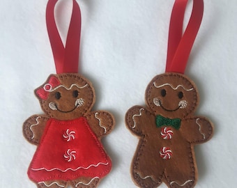 Traditional Christmas decorations, Christmas tree decorations felt, gingerbread men, gingerbread man tree decoration, felt christmas