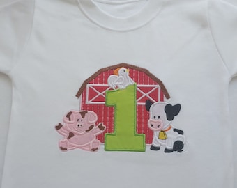 1st Birthday Farm Theme Tshirt, Farm Birthday Shirt, First Birthday Farm Birthday Theme, Baby's 1st birthday Farm Birthday Tshirt