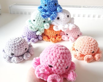 Crochet Octopus Plush | Soft Velvet Mini Octopus Toy | Cute Pocket Size Gift | Amigurumi Sea Animal | Baby Friendly Plush
