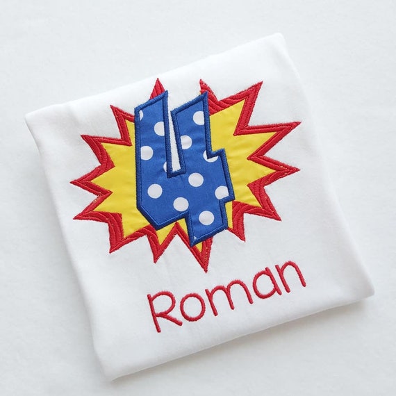 Personalised 4th birthday tshirt, Superhero gifts for kids superhero tshirt, Super hero birthday shirt, Personalised gifts for kids