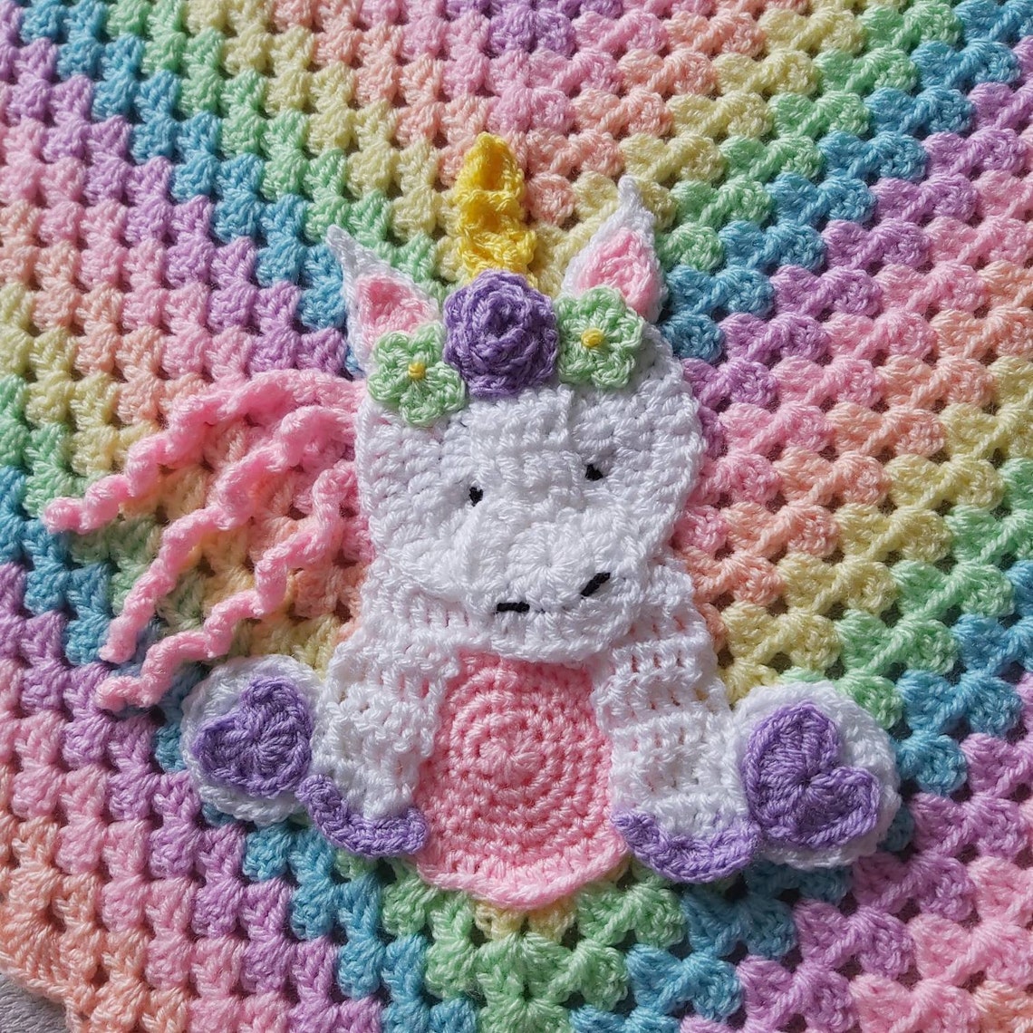 Unicorn Baby Blanket Crochet Baby Blanket New Baby Gift Etsy