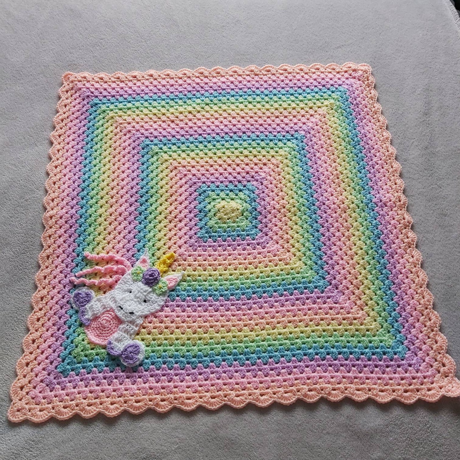 Unicorn Baby Blanket Crochet Baby Blanket New Baby Gift Etsy