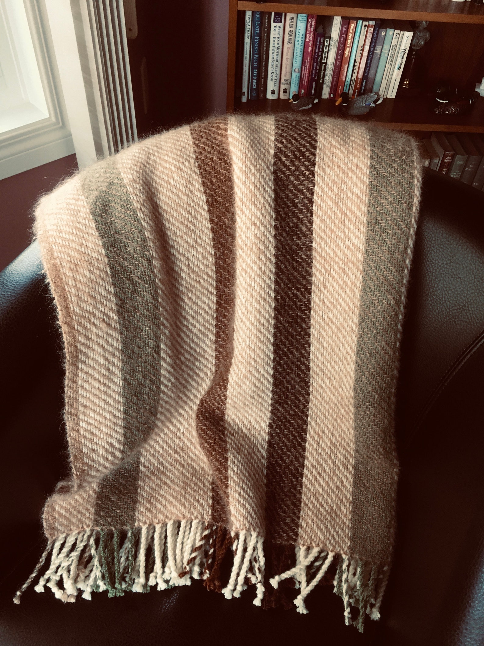 Woven throw blanket beige brown & green boho handwoven throw Etsy