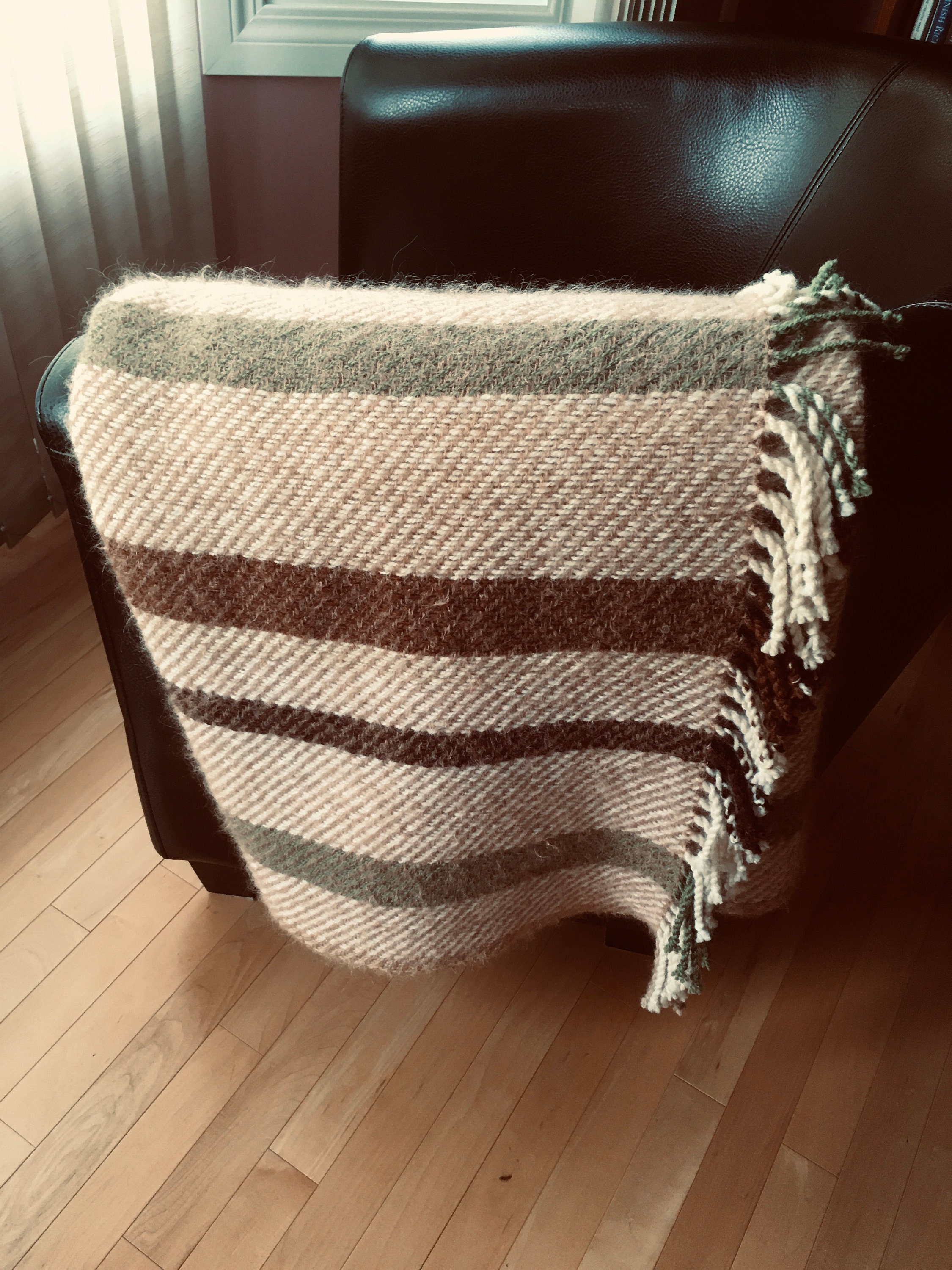 Woven throw blanket beige brown & green boho handwoven throw Etsy