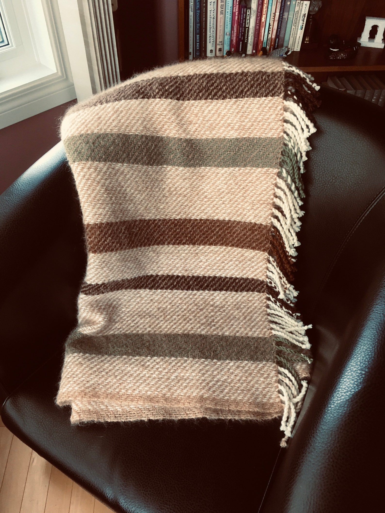 Woven throw blanket beige brown & green boho handwoven throw Etsy