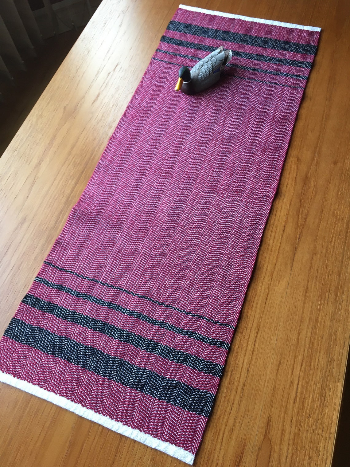 Burgundy Woven Table Runner, Red Handwoven Table Runner, Unique Gift for Her and Mom, Woven