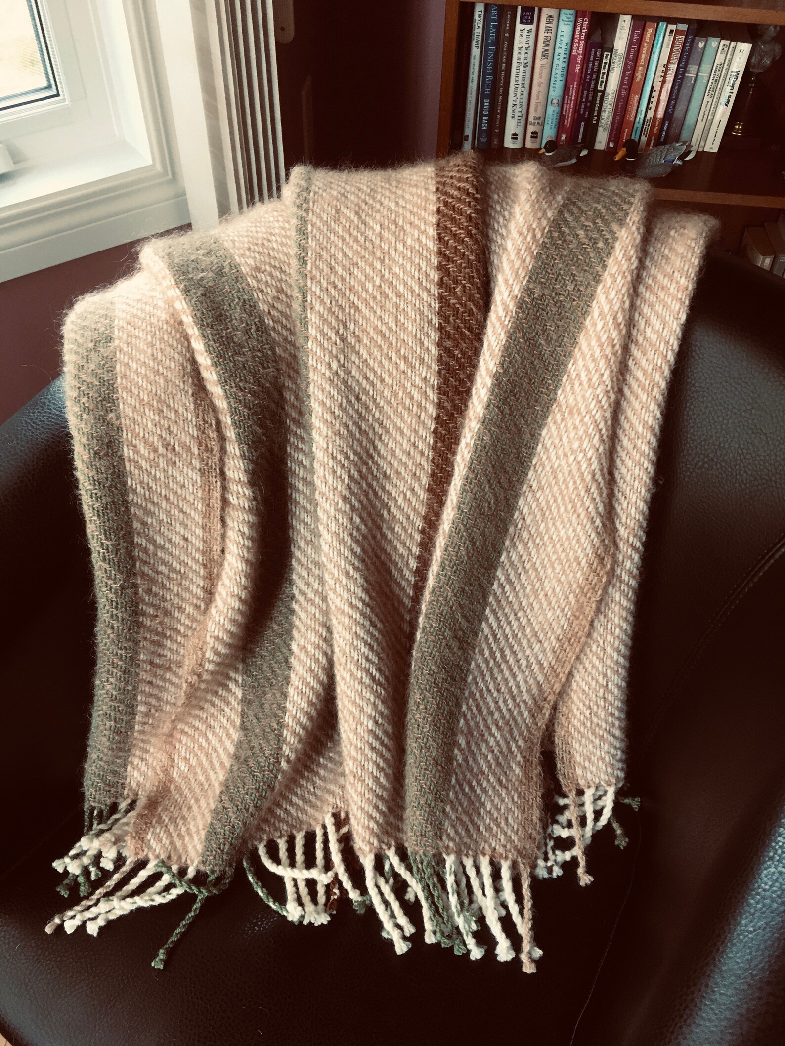 Woven throw blanket beige brown & green boho handwoven throw Etsy