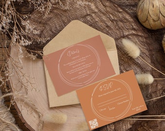 Jesienna minimalistyczna karta RSVP na ślub