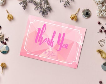 Szablon karty z podziękowaniami za wieczór panieński w kolorze różowo-białym