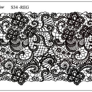 May include: Black and white lace design featuring intricate floral patterns. The design is ideal for crafting, scrapbooking, or decorating.