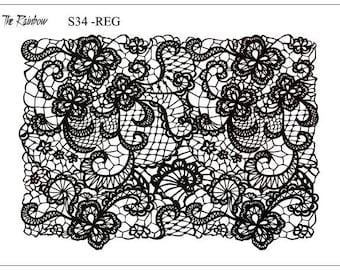S34 - Flower lace - THERAINBOW Silkscreen for polymer clay, Silk Screen, Silkscreens,Polymer Clay Tools, Ecran en soie, fimo, kato, tool
