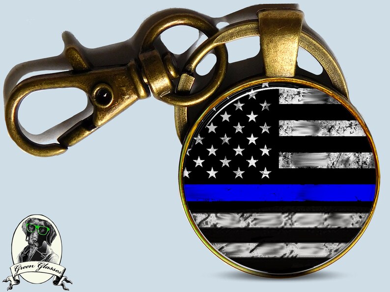 Police Keyring Police Keychain Thin Blue Line Keychain Police Officer Gift to Policeman,Gift to Police Officer,Husband Gift,Gift for Dad