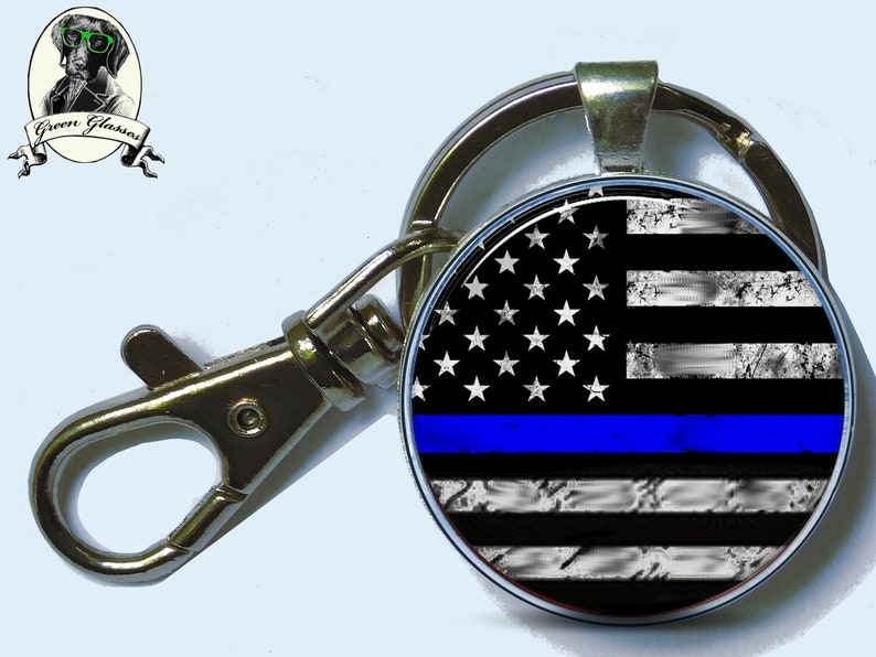Police Keyring Police Keychain Thin Blue Line Keychain Police Officer Gift to Policeman,Gift to Police Officer,Husband Gift,Gift for Dad