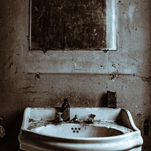 old abandoned french bathroom print photograph urbex