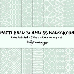 18 Mint Sans couture Motifed Backgrounds - Baby Cards Cricut Impression PNGs Fichiers numériques Téléchargement instantané High Res SVG sur demande