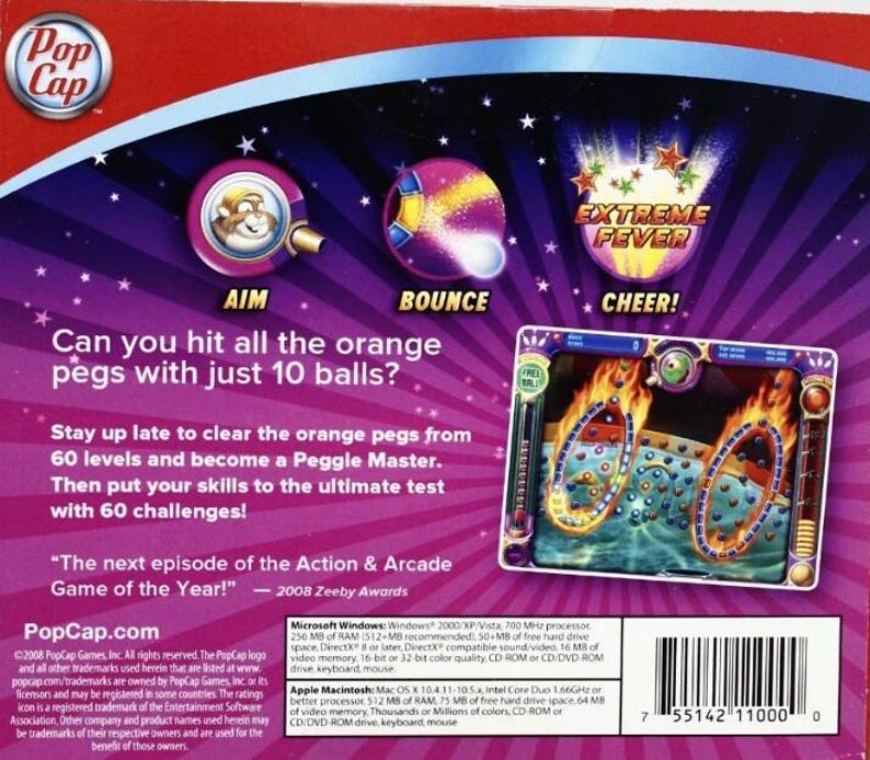 Popcap Box Peggle Nights Jewel Case Windows Mac 2008 New Brand Popcap Platform ...