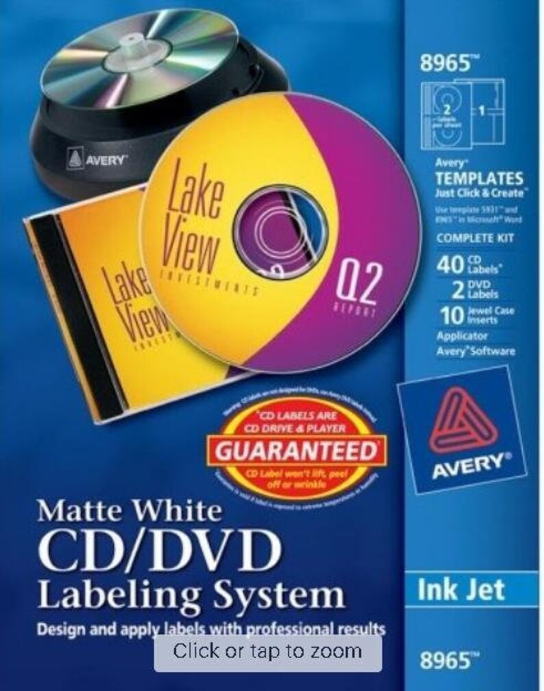Avery Matte Film DVD Labeling System 8965 Brand New Sealed 2003 Perfect ...