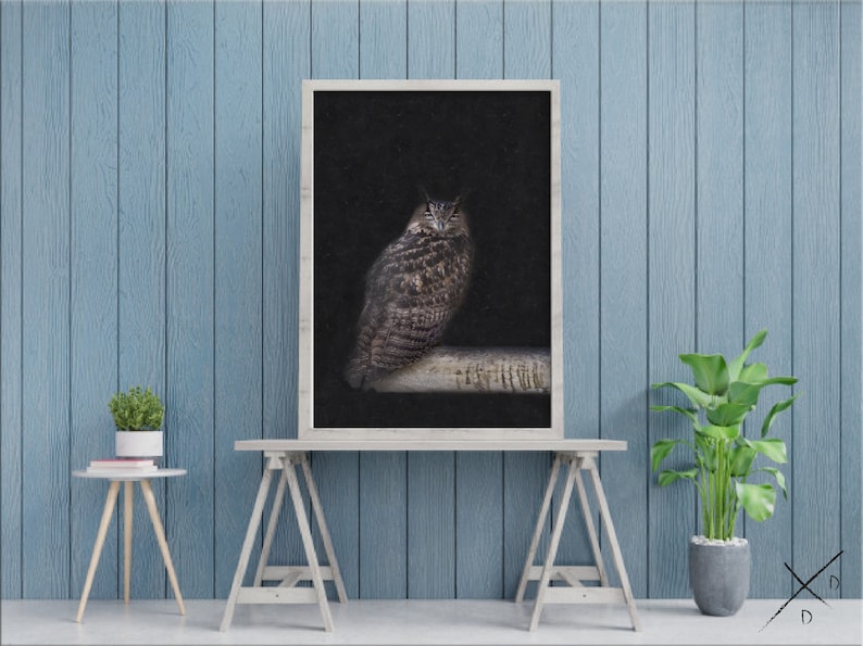 wise bird theme Wise OWL Digital print for office or home by Darkydoors